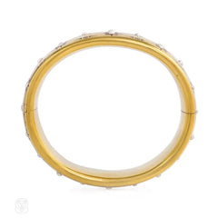 Antique gold, half-pearl, and black enamel bracelet