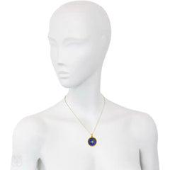 Antique gold, lapis and diamond locket pendant