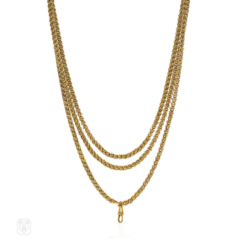 Antique gold longchain of beaded links