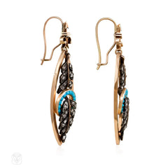 Antique gold navette-shaped earrings