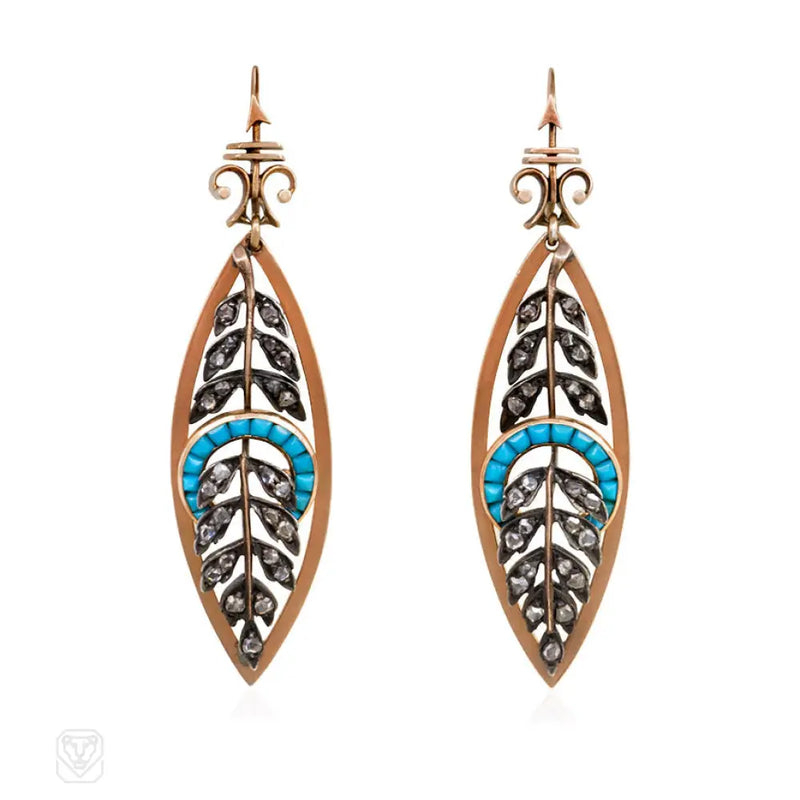 Antique Gold Navette - Shaped Earrings