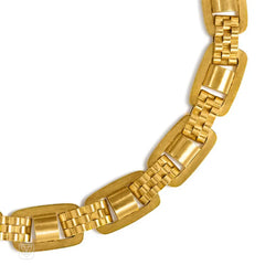 Antique gold oblong and brick link necklace