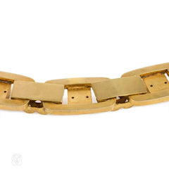 Antique gold oblong and brick link necklace