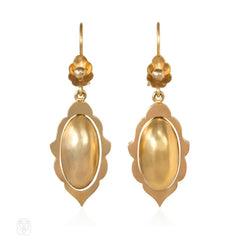Antique gold oblong pendant earrings