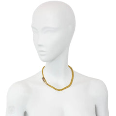 Antique gold, pearl and ruby snake necklace