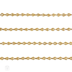 Antique gold reeded link longchain, France