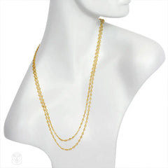 Antique gold reeded link longchain, France