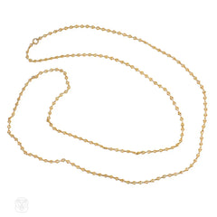 Antique gold reeded link longchain, France