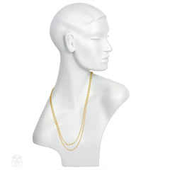 Antique gold reeded link longchain, France