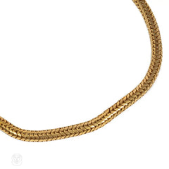Antique gold snake chain necklace