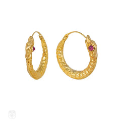 Antique Gold Snake Earrings
