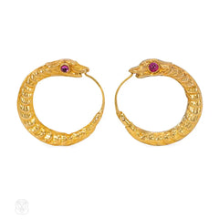 Antique Gold Snake Earrings