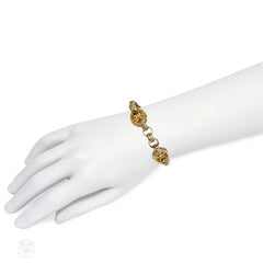 Antique gold star-cut chain d'ancre bracelet