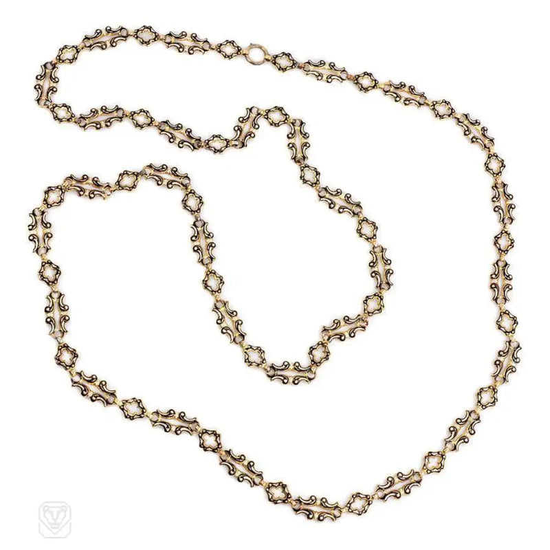 Antique Gold Swiss Enamel Chain