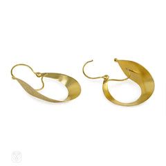 Antique gold tapered hoop earrings