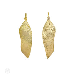 Antique gold tapered hoop earrings