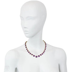 Antique graduated amethyst necklace