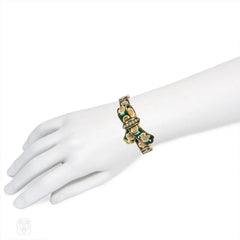 Antique green and white enamel bracelet, France.