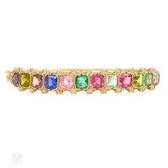 Antique half-hoop gem set bracelet