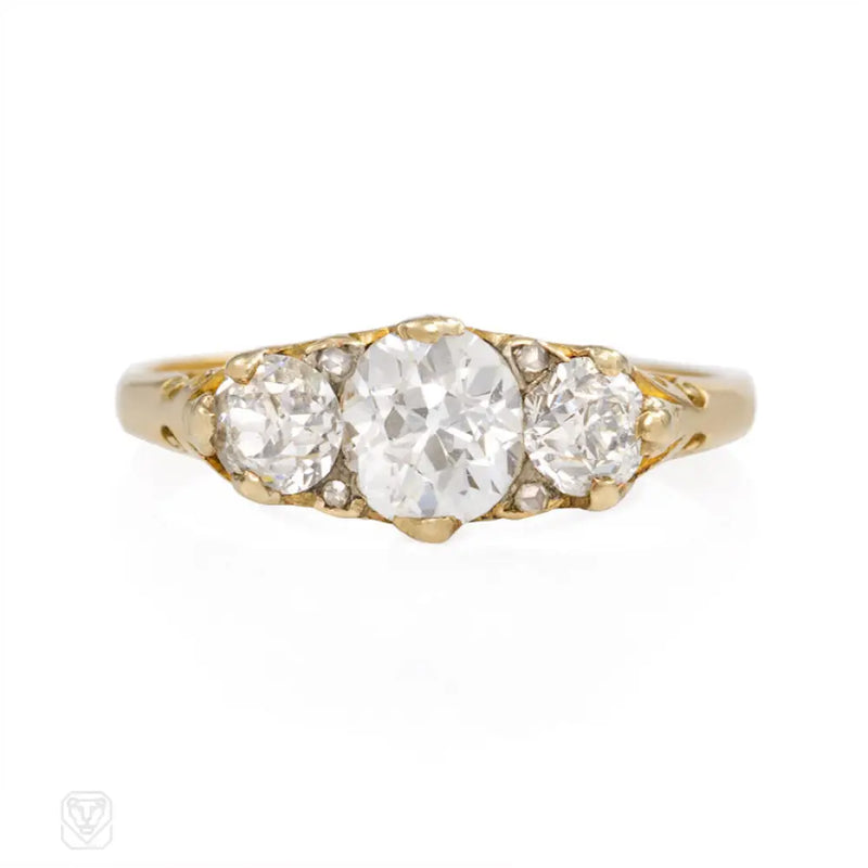 Antique Half Hoop Three - Stone Diamond Ring