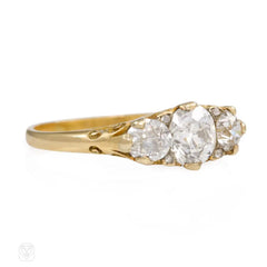 Antique half hoop three-stone diamond ring