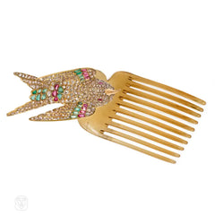 Antique hummingbird haircomb/brooch, France