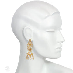 Antique Iberian gold and pearl pendant earrings