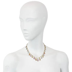 Antique imperial topaz fringe necklace