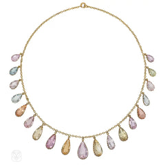Antique imperial topaz fringe necklace