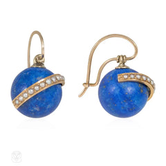 Antique lapis and pearl earrings