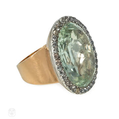 Antique large scale aquamarine and gold ring