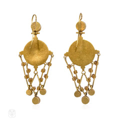 Antique micromosaic and gold earrings. Vatican