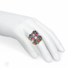 Antique multigem and diamond harem ring