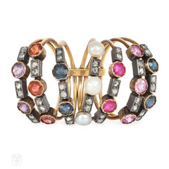 Antique multigem and diamond harem ring