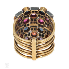 Antique multigem and diamond harem ring