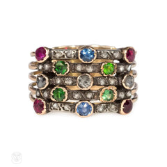 Antique multigem harem ring