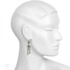 Antique négligée-style diamond earrings