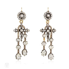 Antique négligée-style diamond earrings