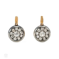 Antique old mine diamond cluster earrings