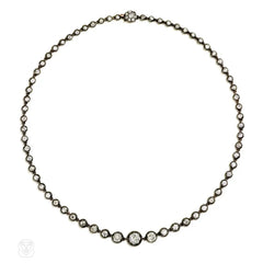 Antique old mine diamond rivière necklace