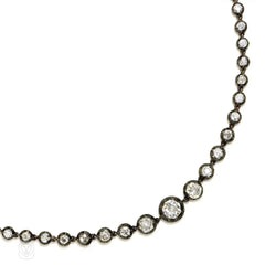 Antique old mine diamond rivière necklace