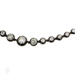 Antique old mine diamond rivière necklace