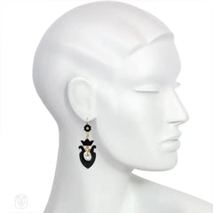 Antique onyx urn earrings