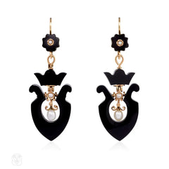 Antique onyx urn earrings