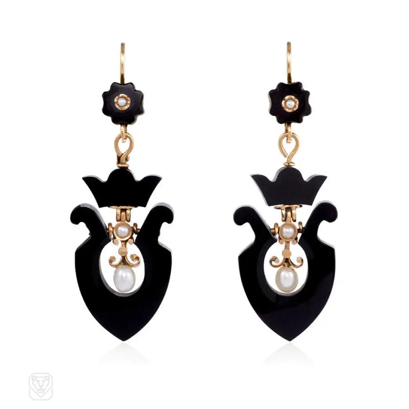 Antique Onyx Urn Earrings