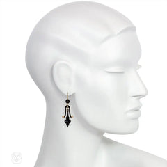 Antique onyx urn earrings