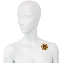 Antique oversized gold and citrine brooch