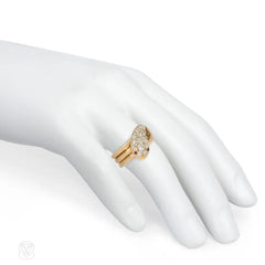 Antique pavé diamond and gold snake ring