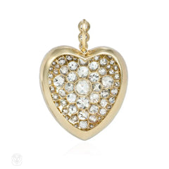 Antique pavé diamond heart pendant