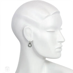 Antique pear-shaped diamond cluster earrings